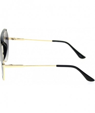 Oversized Retro Vintage Wiseguy Bridgeless Flat Top Mob Racer Sunglasses - Black Gold Smoke - CP18QA4EQ53 $27.46