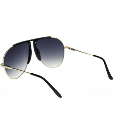 Oversized Retro Vintage Wiseguy Bridgeless Flat Top Mob Racer Sunglasses - Black Gold Smoke - CP18QA4EQ53 $27.46