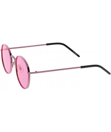 Round Bold Full Metal Frame Color Tinted Flat Lens Round Sunglasses 52mm - Pink / Pink - C4183NH3GOS $21.33