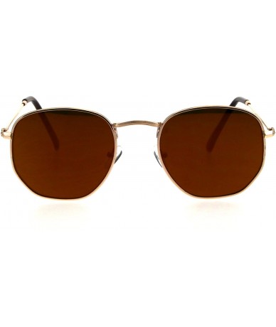 Rectangular Mens Color Mirror Luxury Victorian Metal Rim Rectangular Sunglasses - Gold Brown - CV18GO9DQZW $23.27