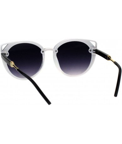 Oversized Womens Retro Mod Designer Oversize Plastic Cat Eye Sunglasses - White Black Smoke - CQ18EKYXH32 $24.09