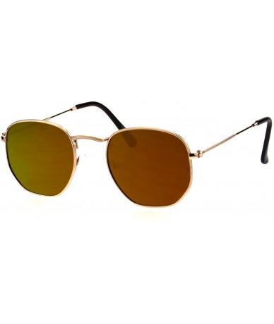 Rectangular Mens Color Mirror Luxury Victorian Metal Rim Rectangular Sunglasses - Gold Brown - CV18GO9DQZW $23.27