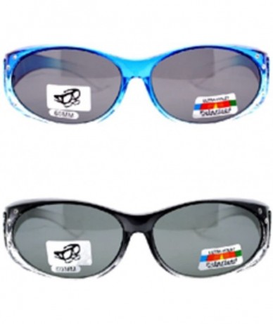 Sport 2 Womens Polarized Rhinestone Fit Over Ombre Sunglasses Wear Over Eyeglasses - 1 Blue / 1 Grey - CH12IPS659Z $42.92