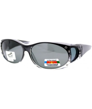 Sport 2 Womens Polarized Rhinestone Fit Over Ombre Sunglasses Wear Over Eyeglasses - 1 Blue / 1 Grey - CH12IPS659Z $42.92