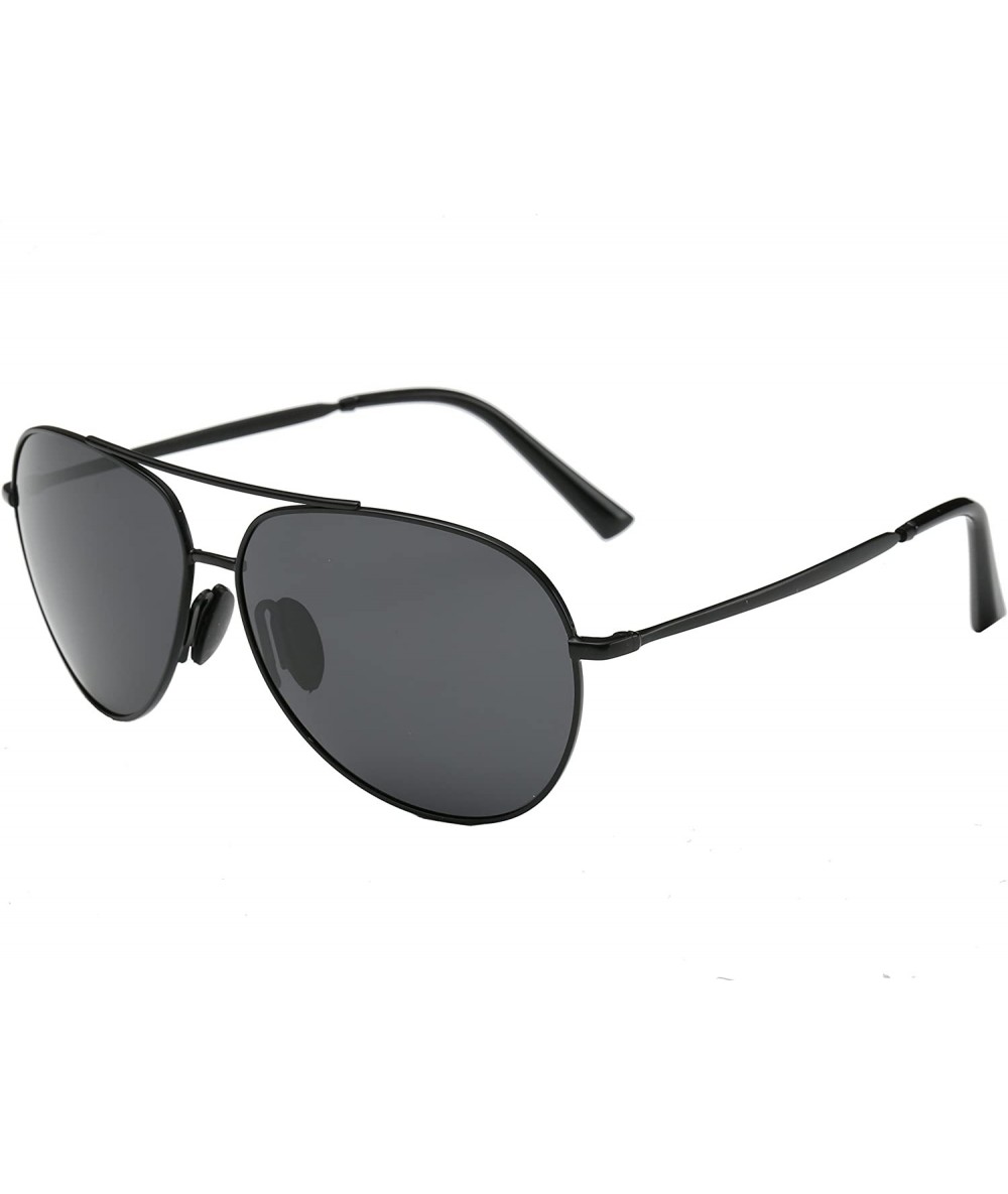 Aviator Men's Classic Aviator Polarized Sunglasses - Black Frame/Black Grey Lens - CT12EN3BOMT $30.78