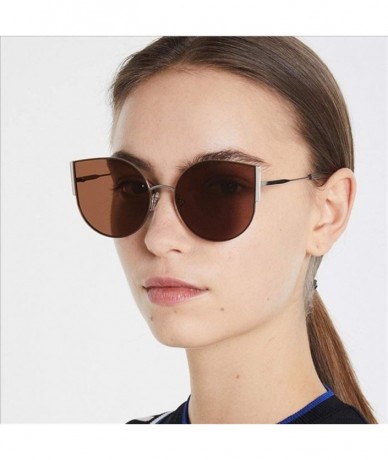 Cat Eye Women Cat eye Sunglasses Vintage Mirror Ocean Lens Sun Glasses Female Eyewear UV400 - Black Grey - C719034D3TZ $23.51