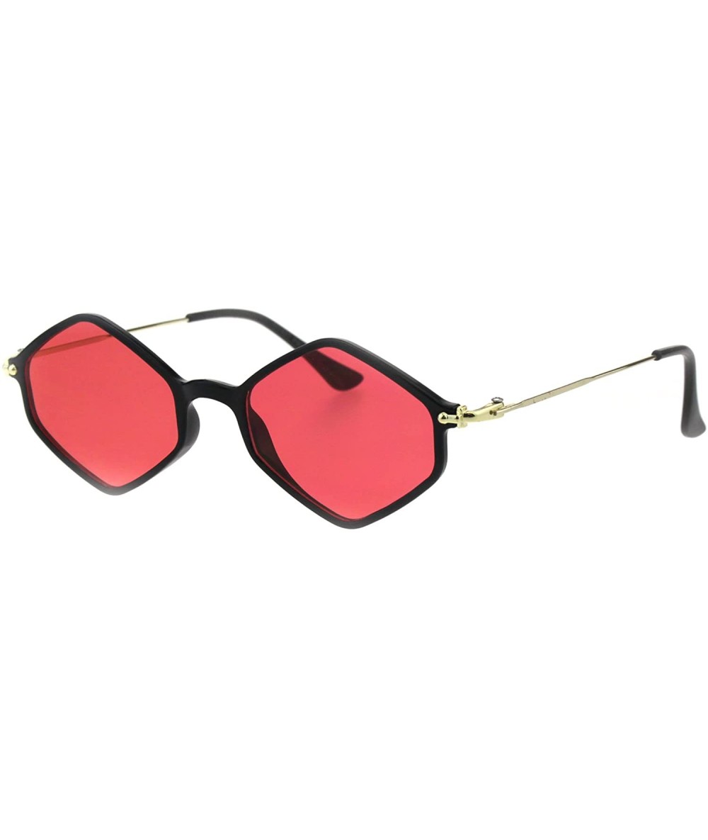 Rectangular Mens Trendy Retro Hippie Color Lens Diamond Shape Sunglasses - Black Red - CD18GGL3XM6 $23.60