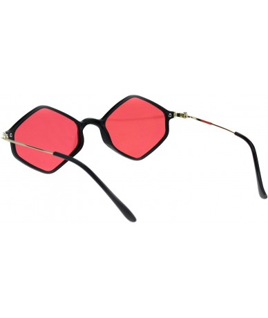 Rectangular Mens Trendy Retro Hippie Color Lens Diamond Shape Sunglasses - Black Red - CD18GGL3XM6 $23.60