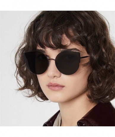 Cat Eye Women Cat eye Sunglasses Vintage Mirror Ocean Lens Sun Glasses Female Eyewear UV400 - Black Grey - C719034D3TZ $23.51