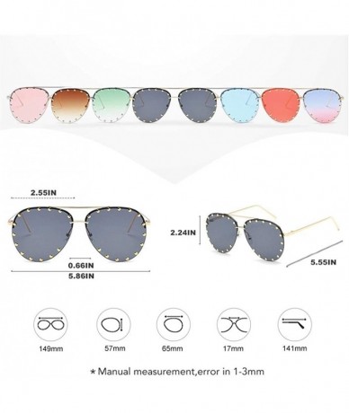 Rimless Rivet Oval Sunglasses Brand Designer Black Pink Eyewear Rimless Double Bridge Frame Oculos UV400 - CP198O5WEYS $26.96