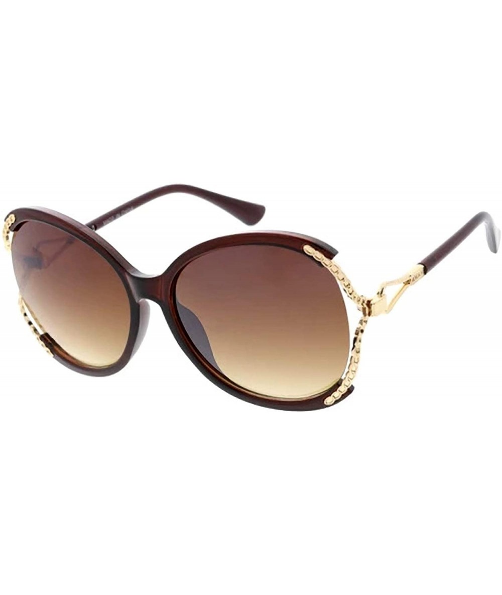 Butterfly Retro Fashion Oversized Butterfly Frame Sunglasses B38 - Brown - CW1920393Y2 $21.99