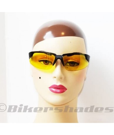 Wrap Yellow sunglasses with Safety rated Z87.1 Polycarbonate lenses - Black - C411BFTL0ZB $34.03