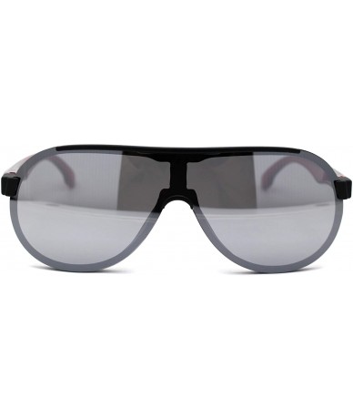 Shield Mens Exposed Lens Edge Plastic Shield Racer Sunglasses - Matte Black Red Silver Mirror - CF197E643K3 $23.22