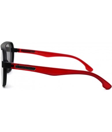 Shield Mens Exposed Lens Edge Plastic Shield Racer Sunglasses - Matte Black Red Silver Mirror - CF197E643K3 $23.22