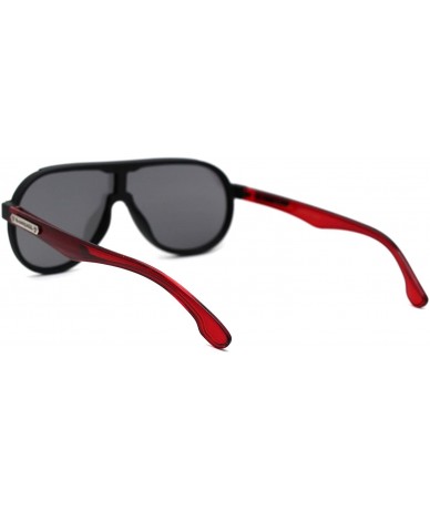 Shield Mens Exposed Lens Edge Plastic Shield Racer Sunglasses - Matte Black Red Silver Mirror - CF197E643K3 $23.22