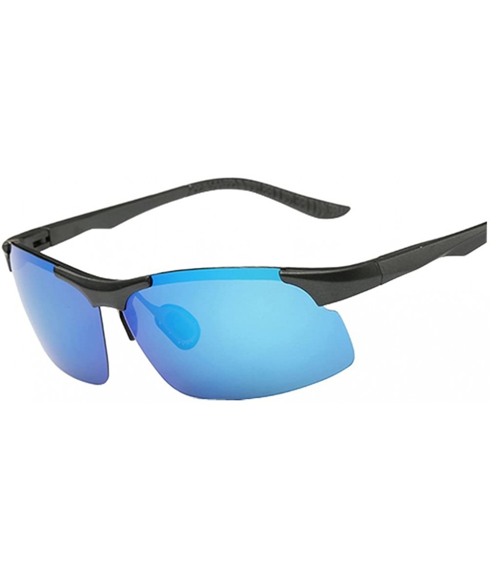 Aviator Men's Polarized Sport UV-resistant Sunglasses Half frame Eye wear - Gun Grey/Blue Silver - CR12DTFG107 $21.33