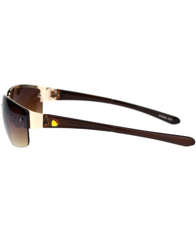 Rimless Mens 90s Rimless Narrow Rectangular Luxury Designer Style Classy Sunglasses - Gold Brown - C418QZELIRY $19.00