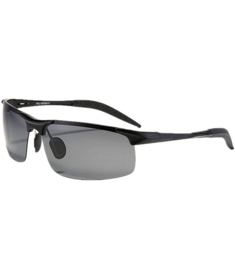 Rimless Men's Polarized Driving Sunglasses Unbreakable Alloy Frame Sport Fishing Glasses - Black - CR17YSERY97 $19.24