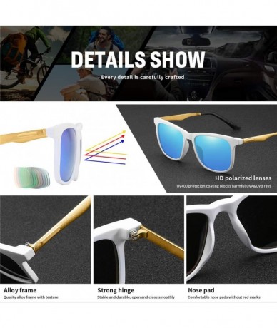 Sport Square Polarized Aluminum Sunglasses Vintage Sun Glasses For Men/Women Classic Retro Designer - White/Blue - CD18M80S78...