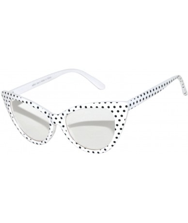 Cat Eye Cat Eye Sunglasses White Black Dot Clear Lens - CE127CN65AR $18.06