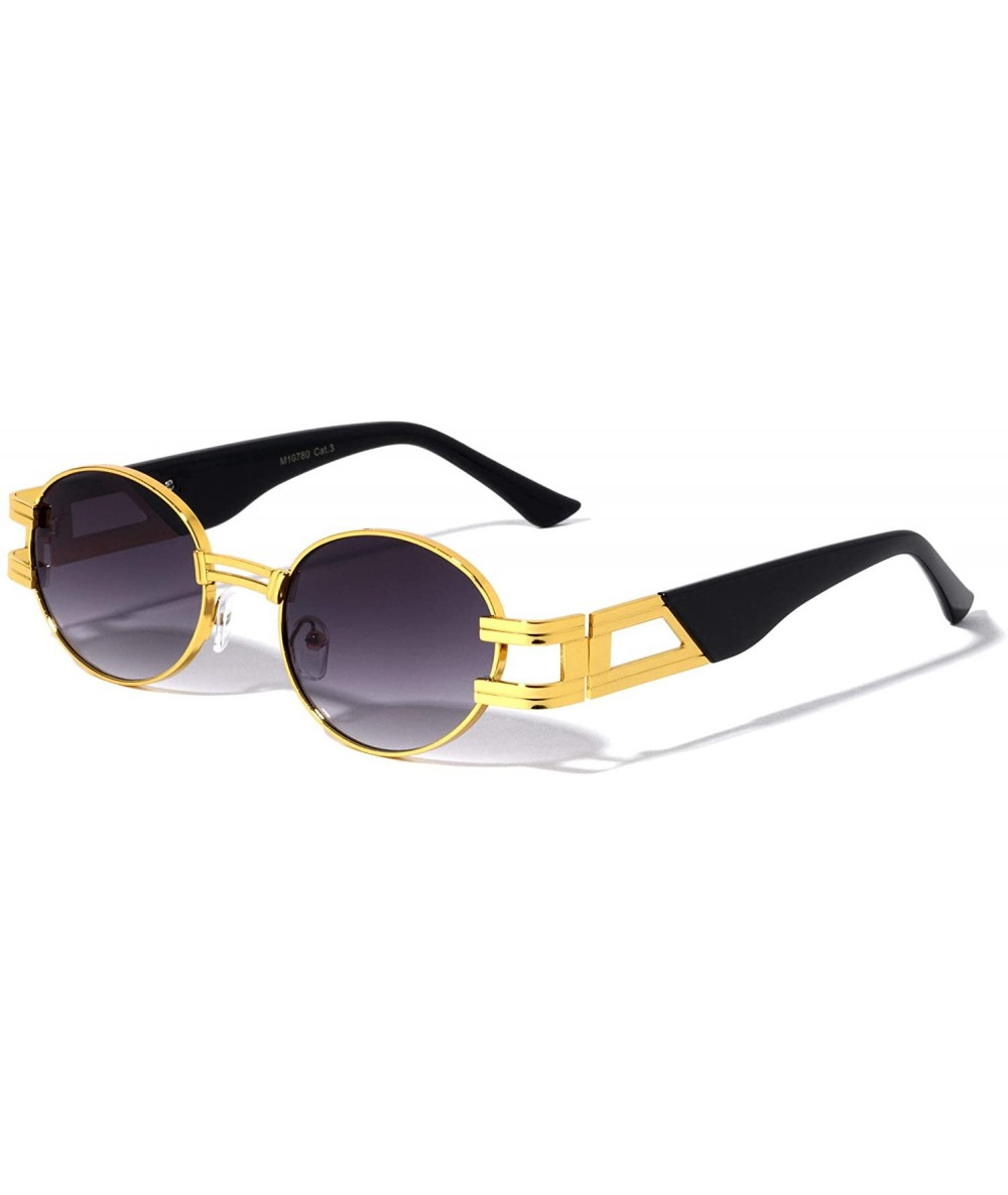 Oval Oval Metal Cut Out Fashion Sunglasses - Smoke - CJ196LUW8QE $27.47