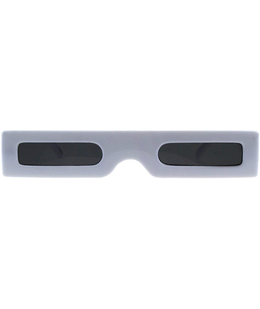 Rectangular Super Skinny Futuristic Sunglasses Flat Rectangular Frame Unique Fashion - White - C318IAMQ9MQ $23.23