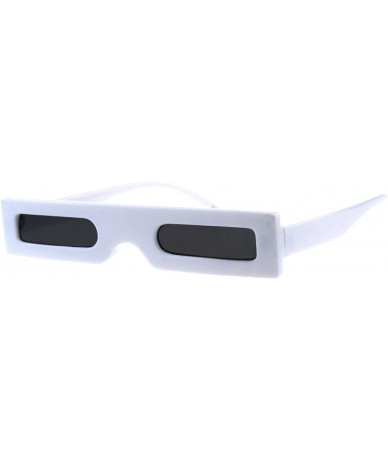 Rectangular Super Skinny Futuristic Sunglasses Flat Rectangular Frame Unique Fashion - White - C318IAMQ9MQ $23.23