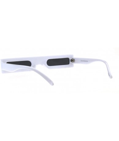 Rectangular Super Skinny Futuristic Sunglasses Flat Rectangular Frame Unique Fashion - White - C318IAMQ9MQ $23.23