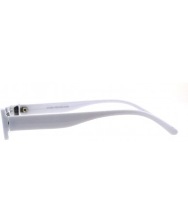 Rectangular Super Skinny Futuristic Sunglasses Flat Rectangular Frame Unique Fashion - White - C318IAMQ9MQ $23.23