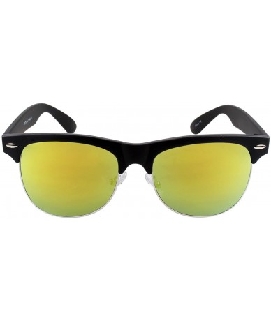 Semi-rimless Fashion Half Frame Semi-Rimless Sunglass - Gold Mirror Lens - CF18E6M276W $18.61