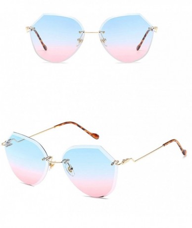 Semi-rimless Vintage Polygon Sunglasses for Women Metal PC UV400 Sunglasses - Style 7 - CI18SAS49LT $39.82