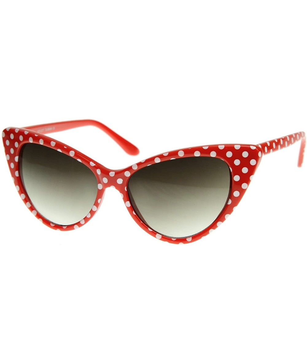 Cat Eye Super Cateyes Vintage Inspired Fashion Mod Chic High Pointed Cat-Eye Sunglasses - Red-white / Smoke Gradient - CN12NT...