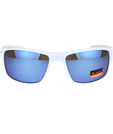 Rectangular Xloop Sunglasses American Flag Design Mens Rectangular Biker Shades UV 400 - White Flag (Blue Mirror) - CW192L9TL...