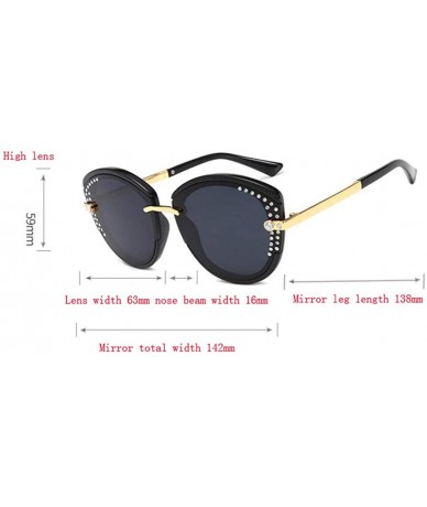 Aviator Fashion classic sunglasses - sunglasses women's anti-UV diamond sunglasses - C - CG18RU9A9HQ $76.62