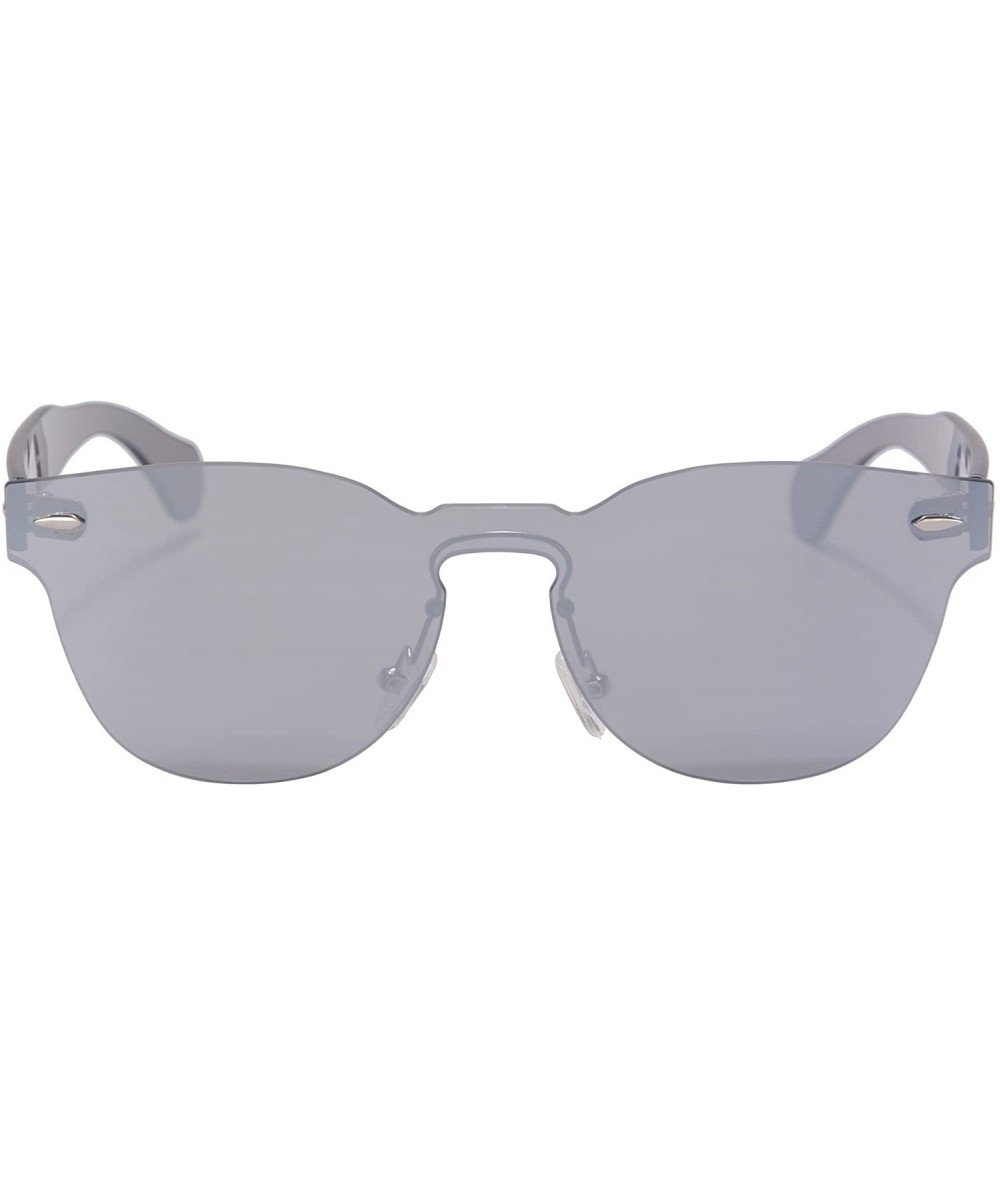 Oval One Piece Style Women's Mirror Sunglasses PC Frame UV400 Protection Summer Glasses-SG71002 - C4- Silver - C718DUHEDSX $3...