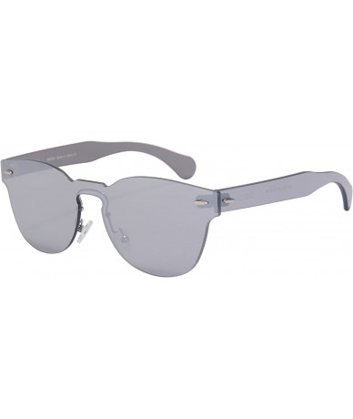 Oval One Piece Style Women's Mirror Sunglasses PC Frame UV400 Protection Summer Glasses-SG71002 - C4- Silver - C718DUHEDSX $3...