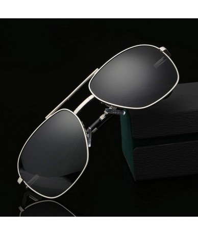 Square Unisex Folding Sunglasses Foldable Sunglasses Classic Square Frame Unisex Fashion Sunglasses - Black - CE18WR7S93Y $27.19