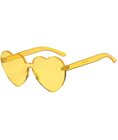 Square Women Fashion Heart-shaped Shades Sunglasses Integrated UV Candy Colored Glasses - D - CV18TO5AG80 $15.72