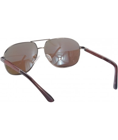 Rectangular Flash Mirror Lens Sunglasses Wood Frame Glasses UV400-1571 - Gun - CJ12HSQR9IL $51.76