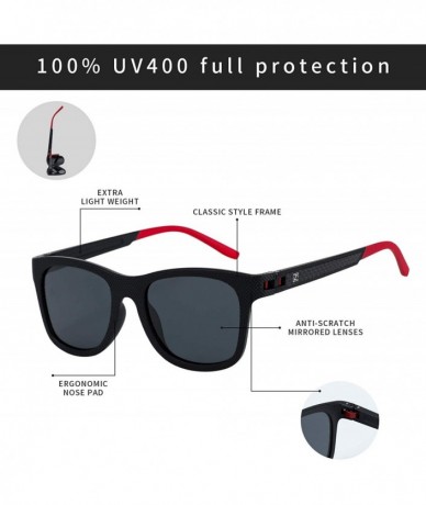 Sport Polarized Sunglasses for Men Lightweight TR90 Frame UV400 Protection Square Sunglasses - CF18EMA6XM7 $33.80