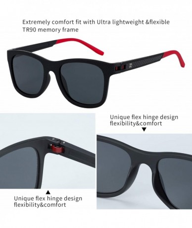 Sport Polarized Sunglasses for Men Lightweight TR90 Frame UV400 Protection Square Sunglasses - CF18EMA6XM7 $33.80