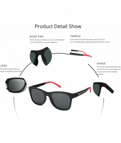 Sport Polarized Sunglasses for Men Lightweight TR90 Frame UV400 Protection Square Sunglasses - CF18EMA6XM7 $33.80