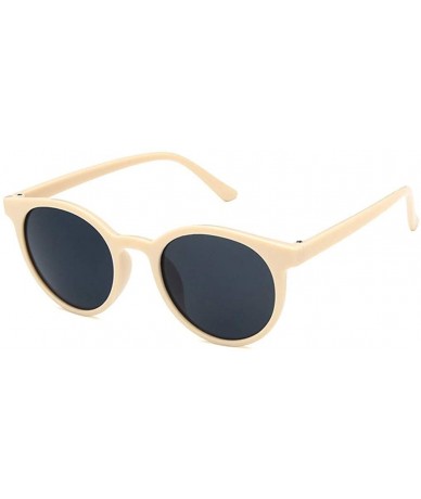 Round Unisex Sunglasses Retro Coffee Drive Holiday Round Non-Polarized UV400 - Beige Yellow - CL18RLUK2EK $18.21