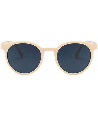 Round Unisex Sunglasses Retro Coffee Drive Holiday Round Non-Polarized UV400 - Beige Yellow - CL18RLUK2EK $18.21