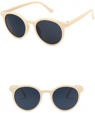 Round Unisex Sunglasses Retro Coffee Drive Holiday Round Non-Polarized UV400 - Beige Yellow - CL18RLUK2EK $18.21