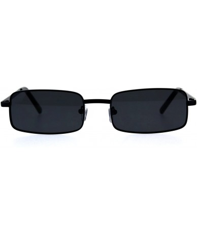 Square Mens Retro Vintage Narrow Rectangular Pimp Metal Sunglasses - All Black - CY18CGN0OZ9 $19.46