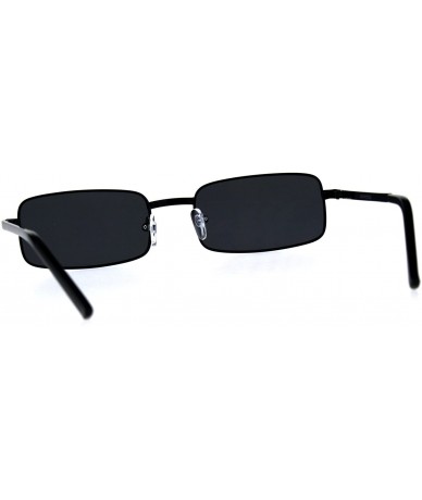 Square Mens Retro Vintage Narrow Rectangular Pimp Metal Sunglasses - All Black - CY18CGN0OZ9 $19.46