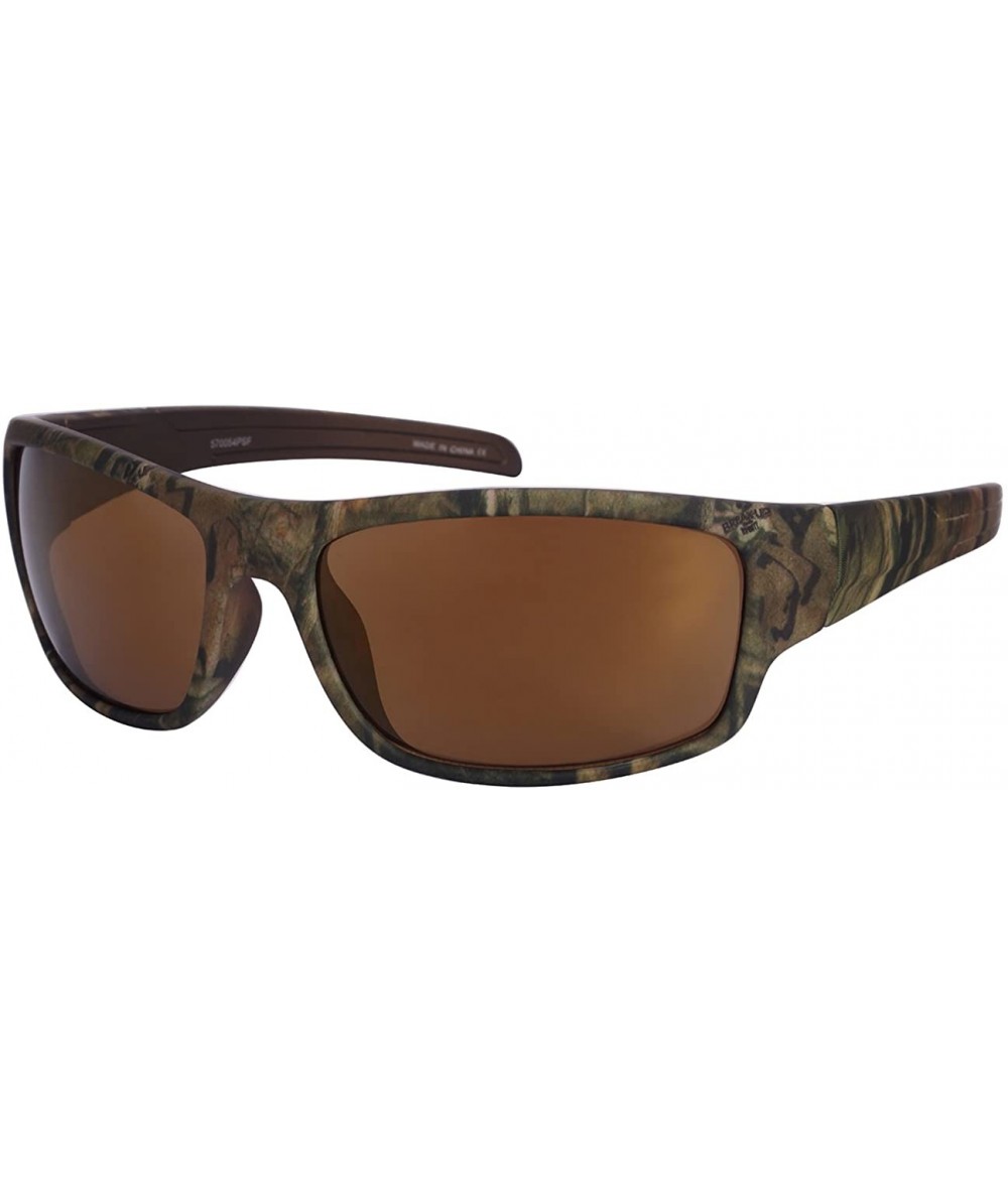 Sport Sports Sunglasses with Mirrored Lens 5700054PSF-REV - Brown Camo/Brown - C3125V498JP $20.69