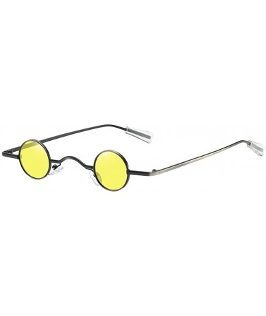 Goggle Vintage Small Round Hip Hop Sunglasses Men Women Classic Retro Designer Style Glasses - Yellow - CK196REQQGA $18.63