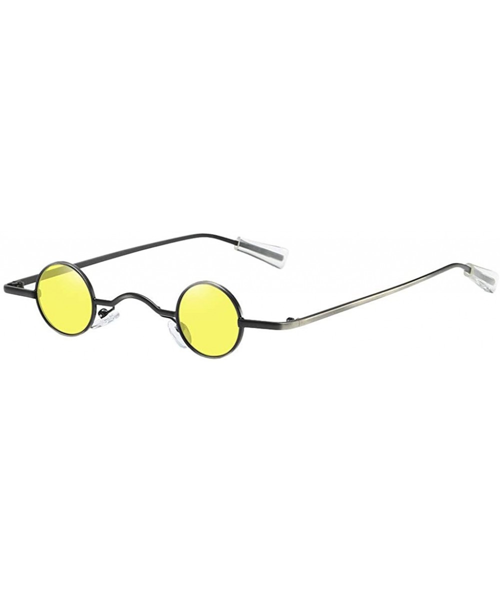 Goggle Vintage Small Round Hip Hop Sunglasses Men Women Classic Retro Designer Style Glasses - Yellow - CK196REQQGA $18.63